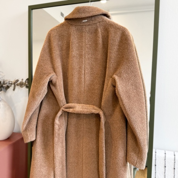 Max Mara Alpaca Wool Belted Wrap Maxi Winter Warm Robe Coat Camel Sz 36 US 6 - Picture 12 of 14